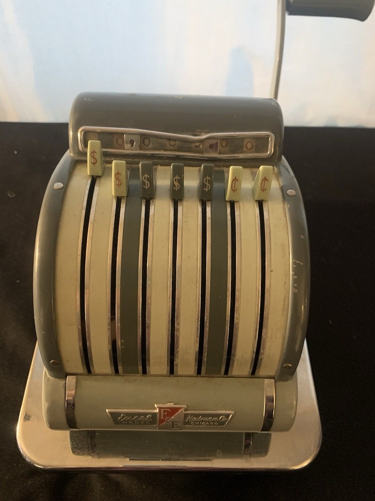 F & E "Excel" Model Check Protector by Hedman Co Chicago - Vintage Check Printer