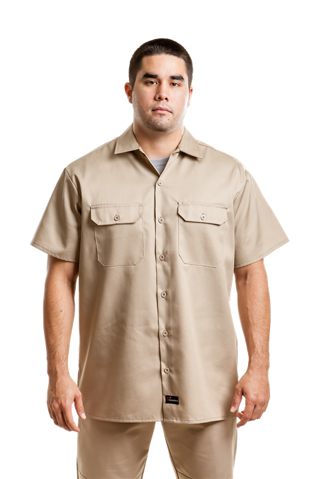 Work Shirt Men's Navy Khaki Conqueror Mechanic Uniform Long Short Sleeve Button
