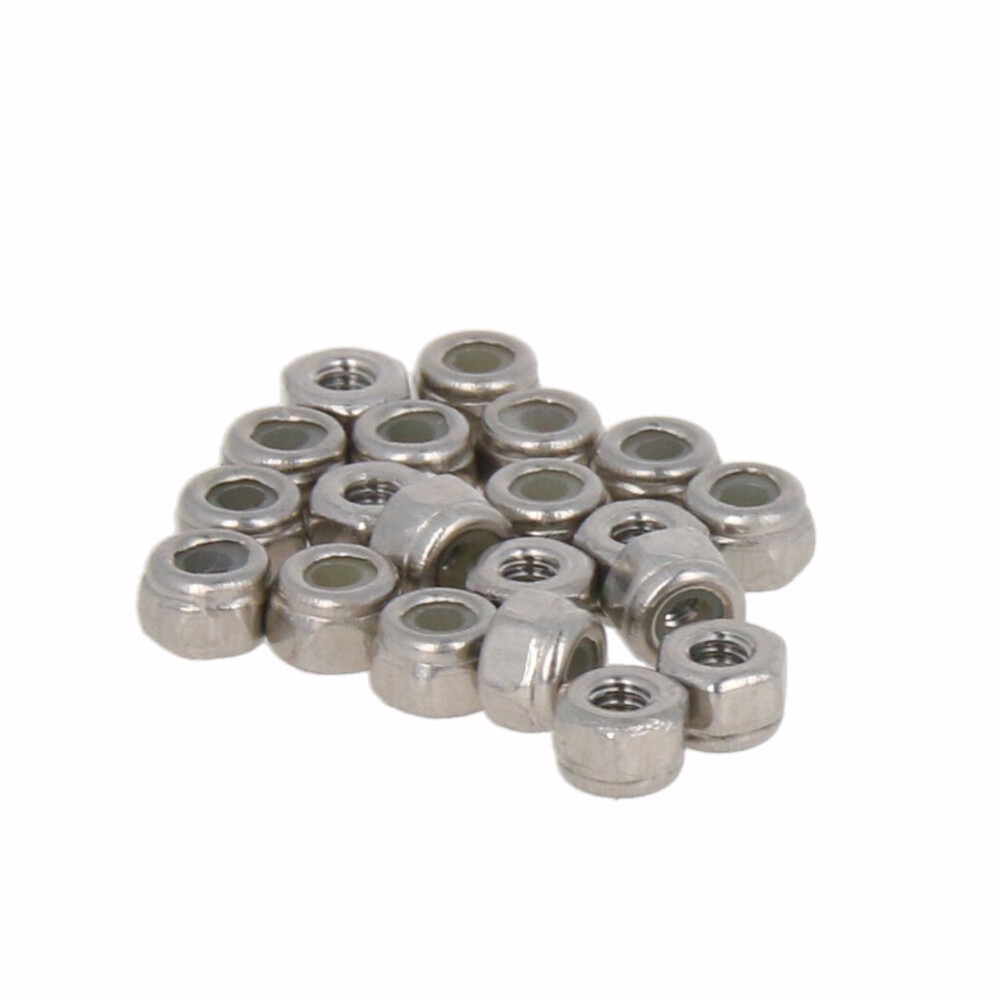 M2 Thread 304 Stainless Steel Nylon Insert Lock Nuts -Locking Hex Nuts 20-100Pcs