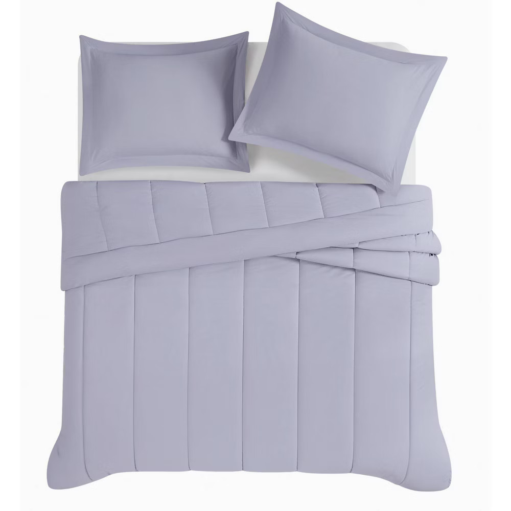 Brooklyn Loom Twin Solid Percale Comforter Set Lavender