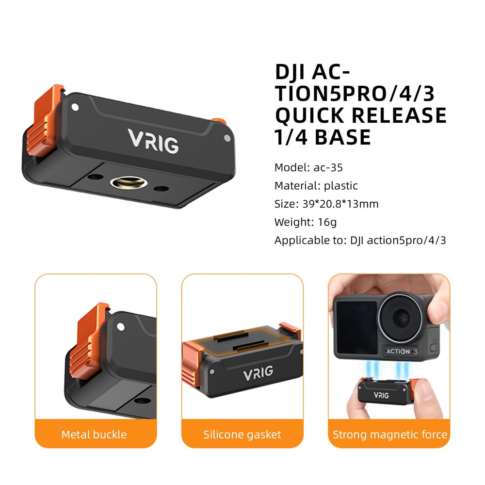 VRIG Magnetic Quick Release Adapter Base Camera Mount 1/4" Screw