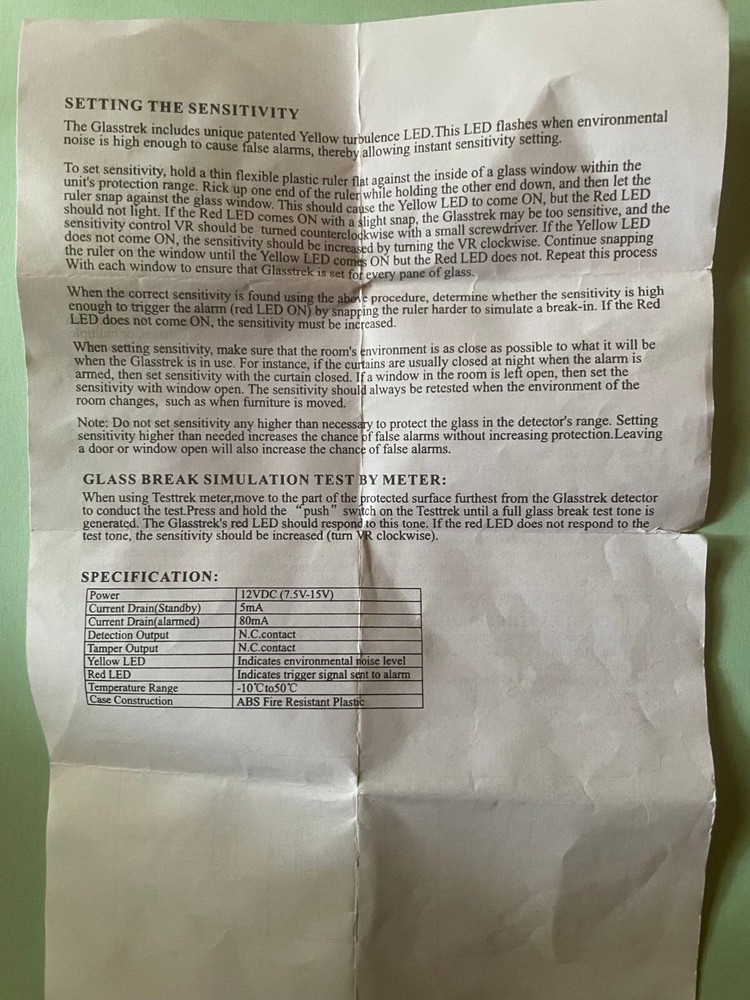 Paradox Security Systems - Glass Trek - detector