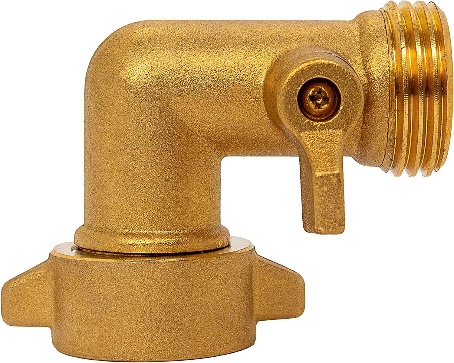 Morvat Brass 90 Degree Hose Elbow with ON/OFF Shutoff Valve