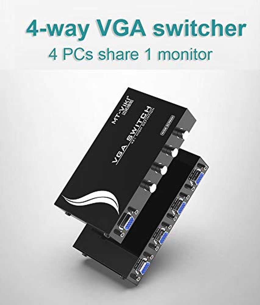 MT-VIKI 4 Port VGA Switch Video Selector Switcher Box (4 Input 1 Output)