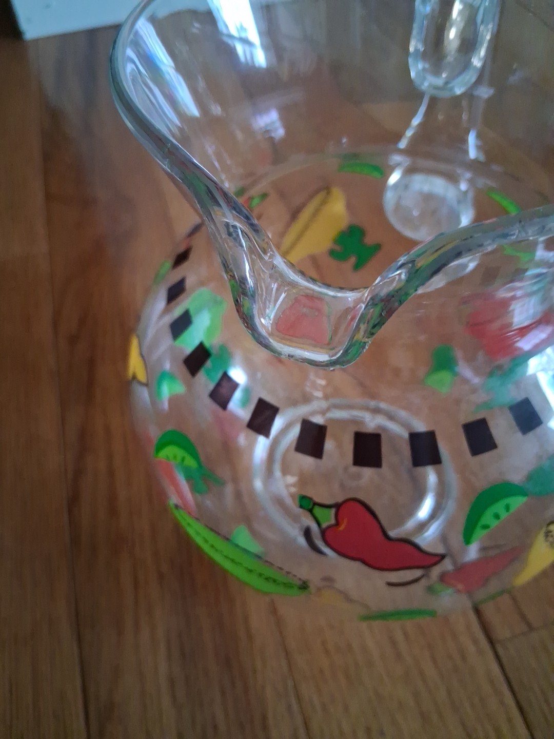 Vintage acrylic margarita pitcher with 4 stir sticks Peppers MCM