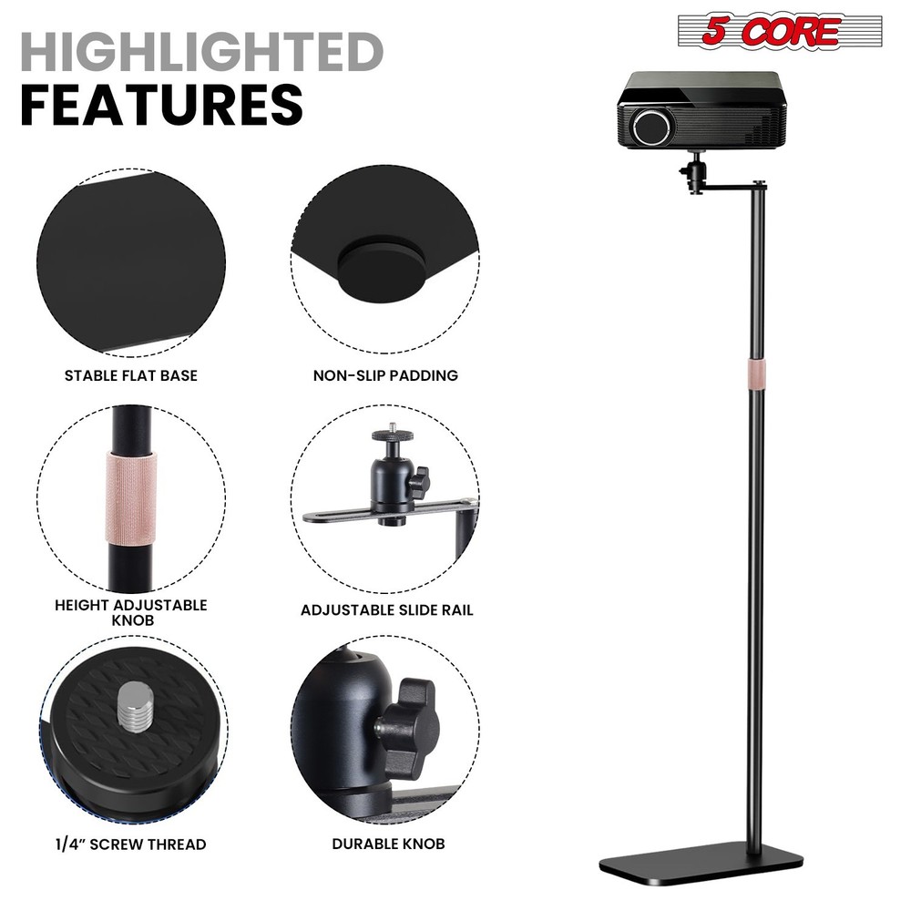 5 Core Projector Stand Floor Adjustable Heavy Base Universal Projectors Support