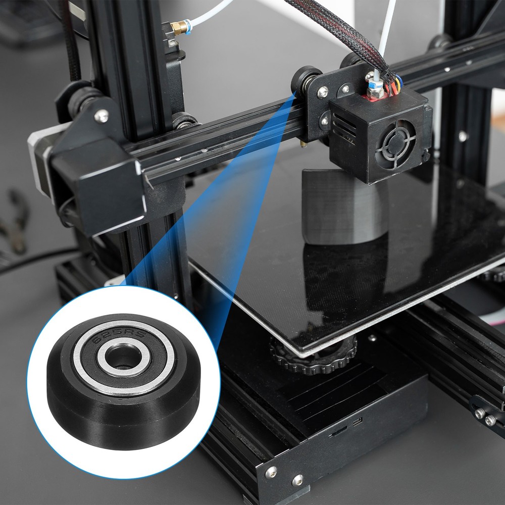 8Pcs 3D Printer Wheel with 625RS Linear Bearing for 3D Printer, Black