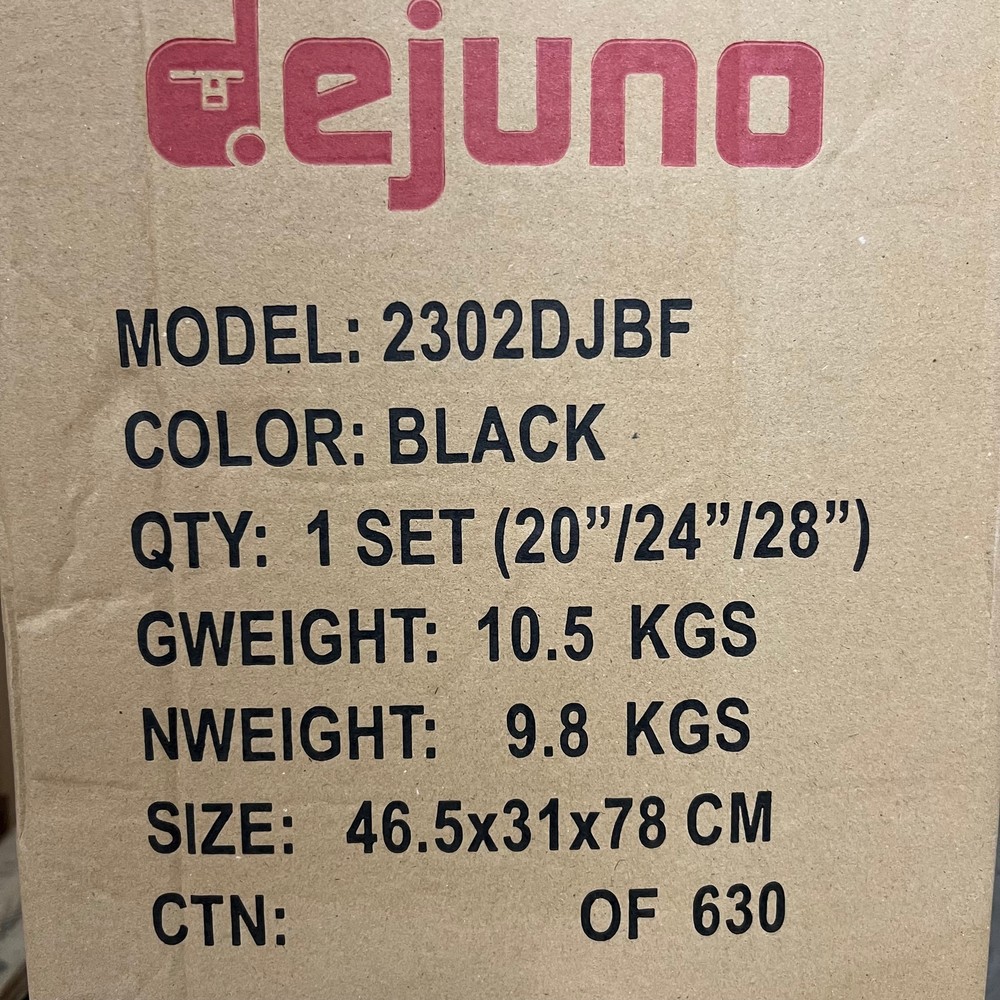 DEJUNO (3 PACK) Lightweight Expandable Spinner Luggage Suitcase Set Black 2302DJ