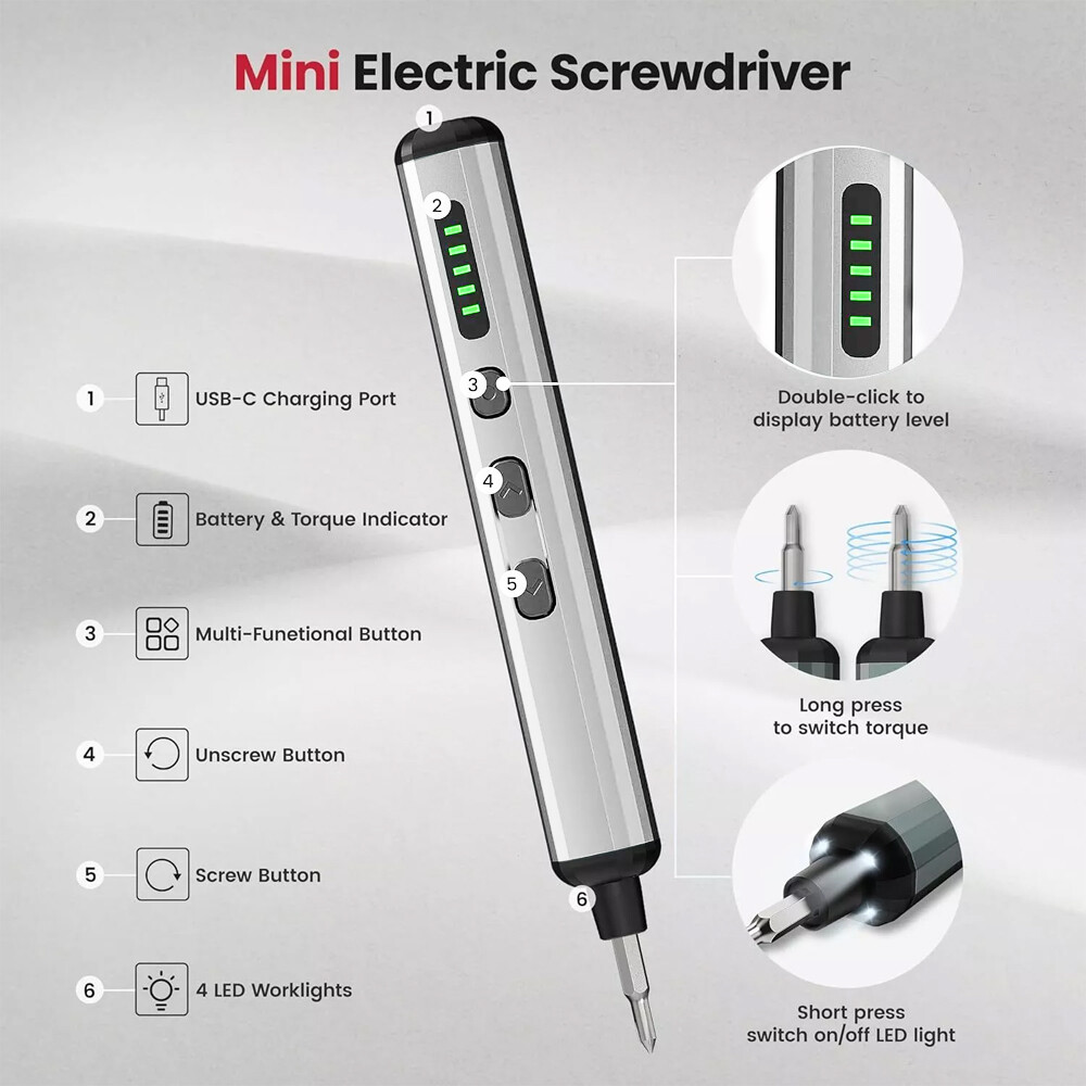 Cordless Screwdriver 68-in-1 Set Mini Electric Screwdriver for Precision Work