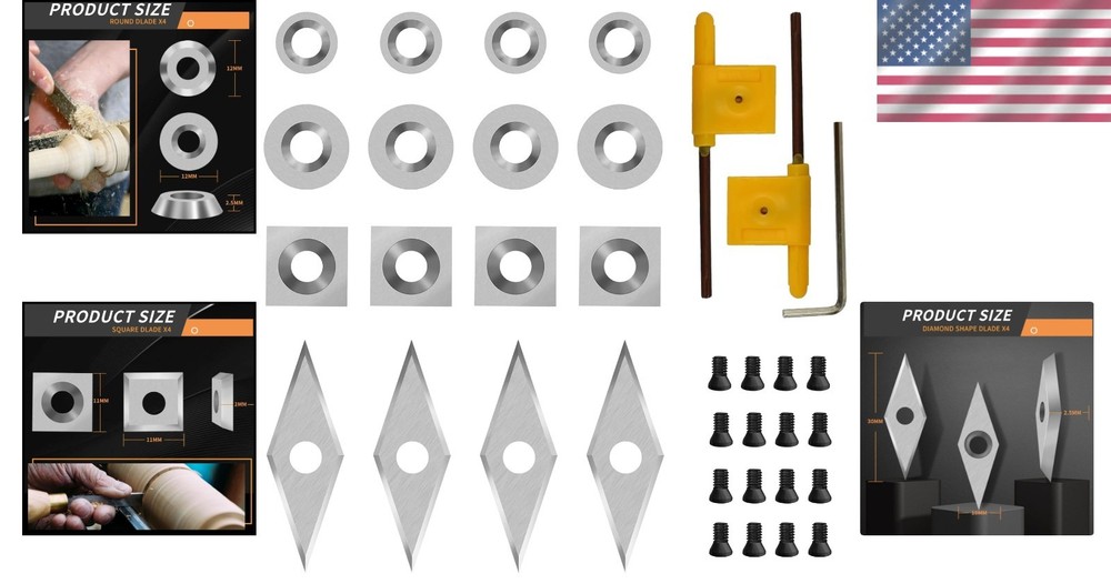 35PCS Carbide Lathe Tools Carbide Inserts for Wood Lathe Turning Tool,Include...