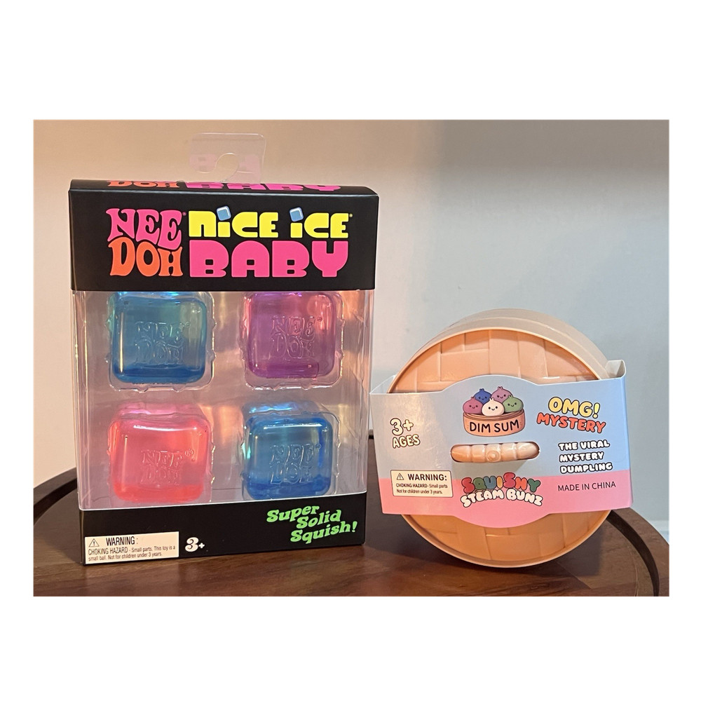 Nee Doh Nice Ice Baby Super Solid Squish 4 Pack + Mystery Squishy Dumpling