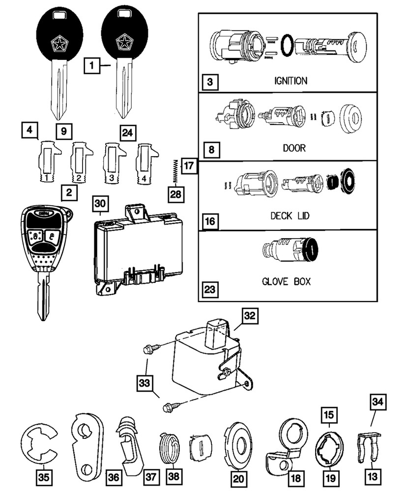 Genuine Mopar Blank With Transmitter Key 68273328AC