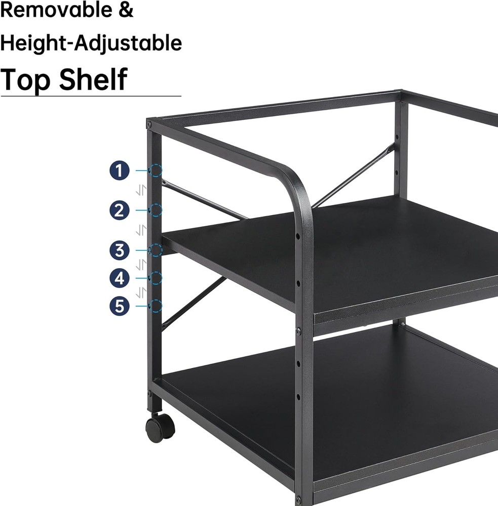 2 Tier Under Desk Printer Stand W/ Storage 20 Inches Deep Large Printer Table W/