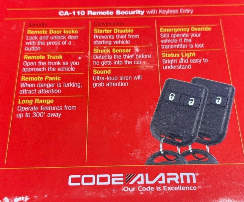 CODE ALARM CA-110 CAR ALARM REMOTE SECURITY WITH KEYLESS ENTRY NEW