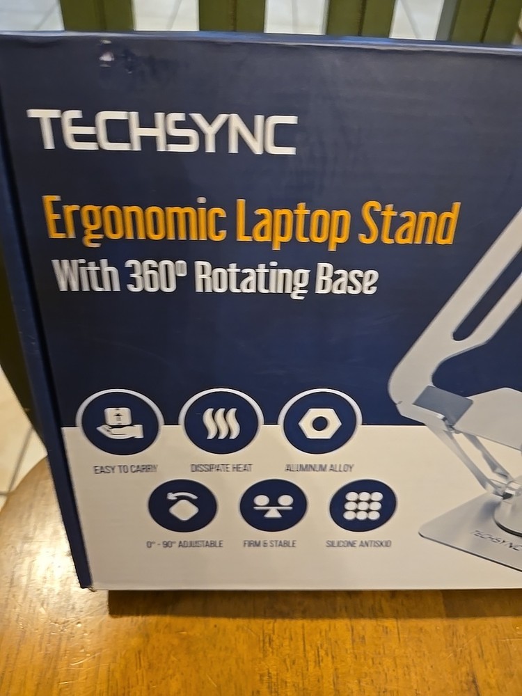 Laptop Stand with 360° Rotating Base, Ergonomic Adjustable Notebook Stand,