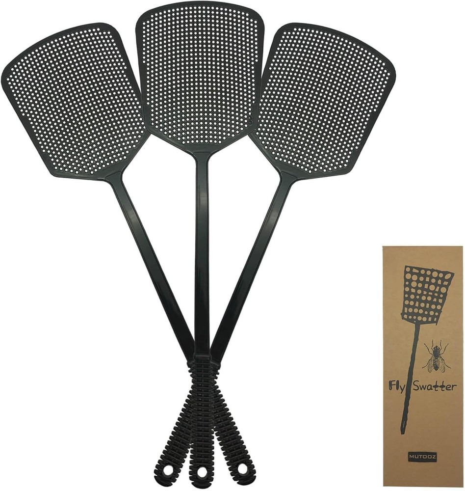 Heavy Duty 3-Pack Fly Swatters - Durable, Ergonomic, Multiple Use