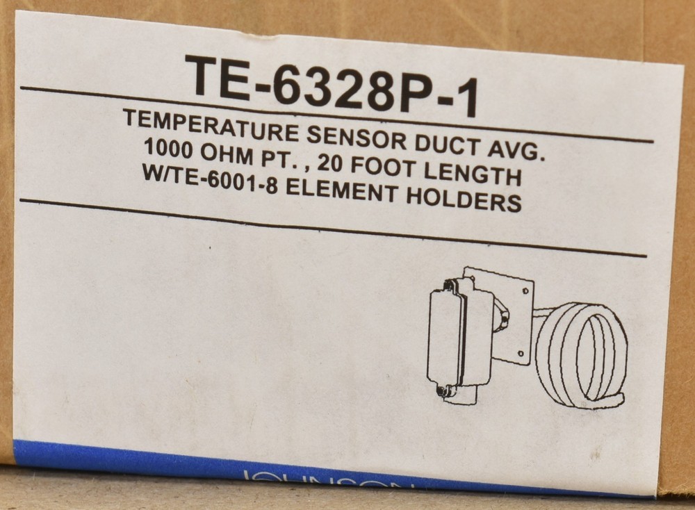 Johnson Control TE-6328P-1, Temperature Sensor, Duct-Averaging w/ Element Holder