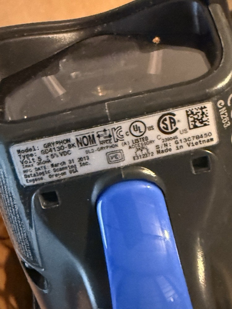 Datalogic Gryphon GD4130-BK Barcode Scanner With Cable