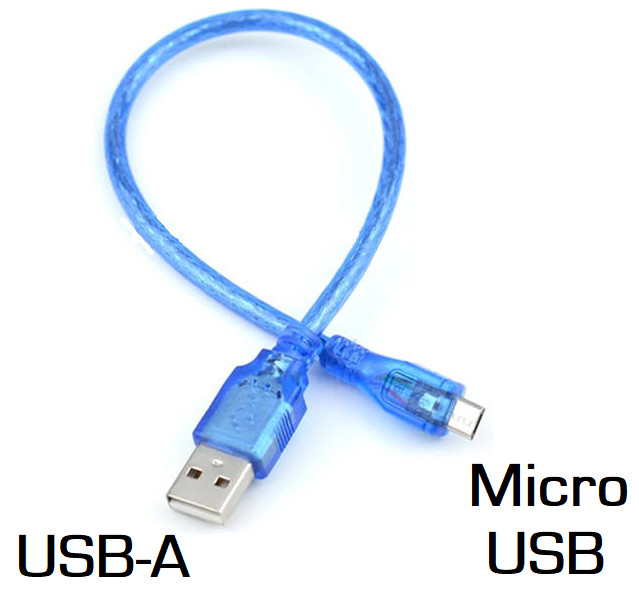 USB Cable A to Micro USB (Android Compatible), Short (approx 1 ft overall)