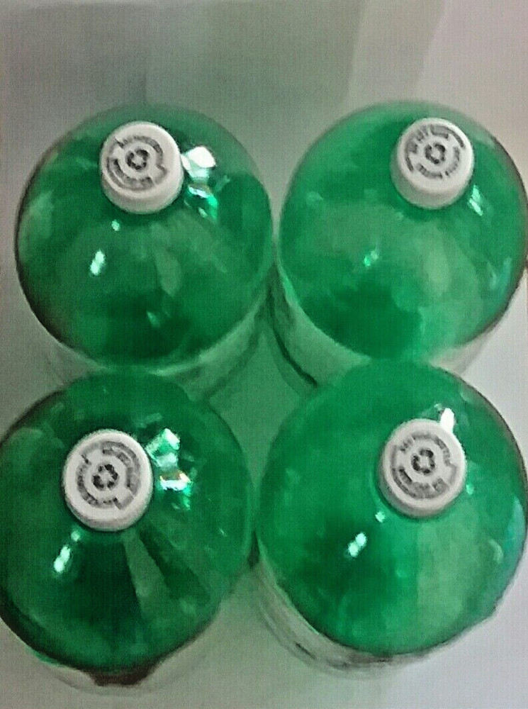 4 PACK 2 LITER GREEN PLASTIC EMPTY SODA POP BOTTLES