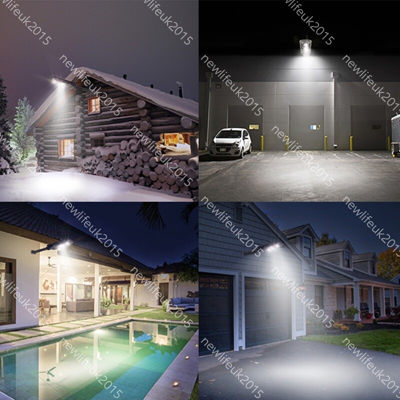 Solar Dusk to Dawn LED Street Light Pathway Security Motion Sensor Remote+Pole