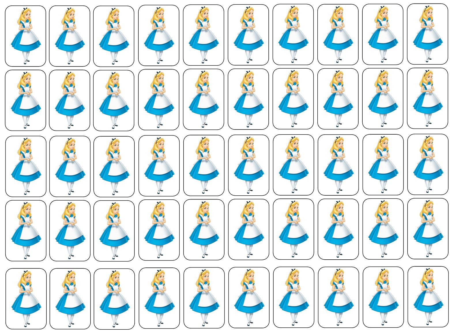 50 Alice in Wonderland Envelope Seals / Labels / Stickers, 1" by 1.5"