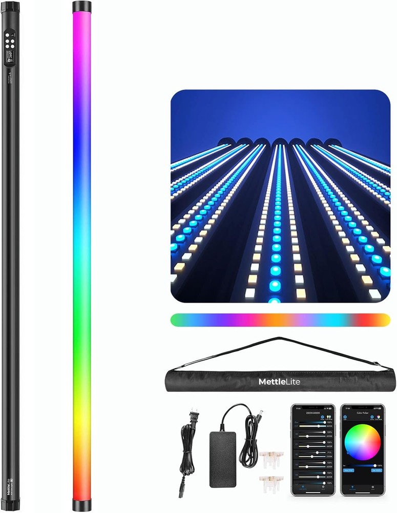 RGB Tube Video Light 4ft App Control Rechargeable Studio Light