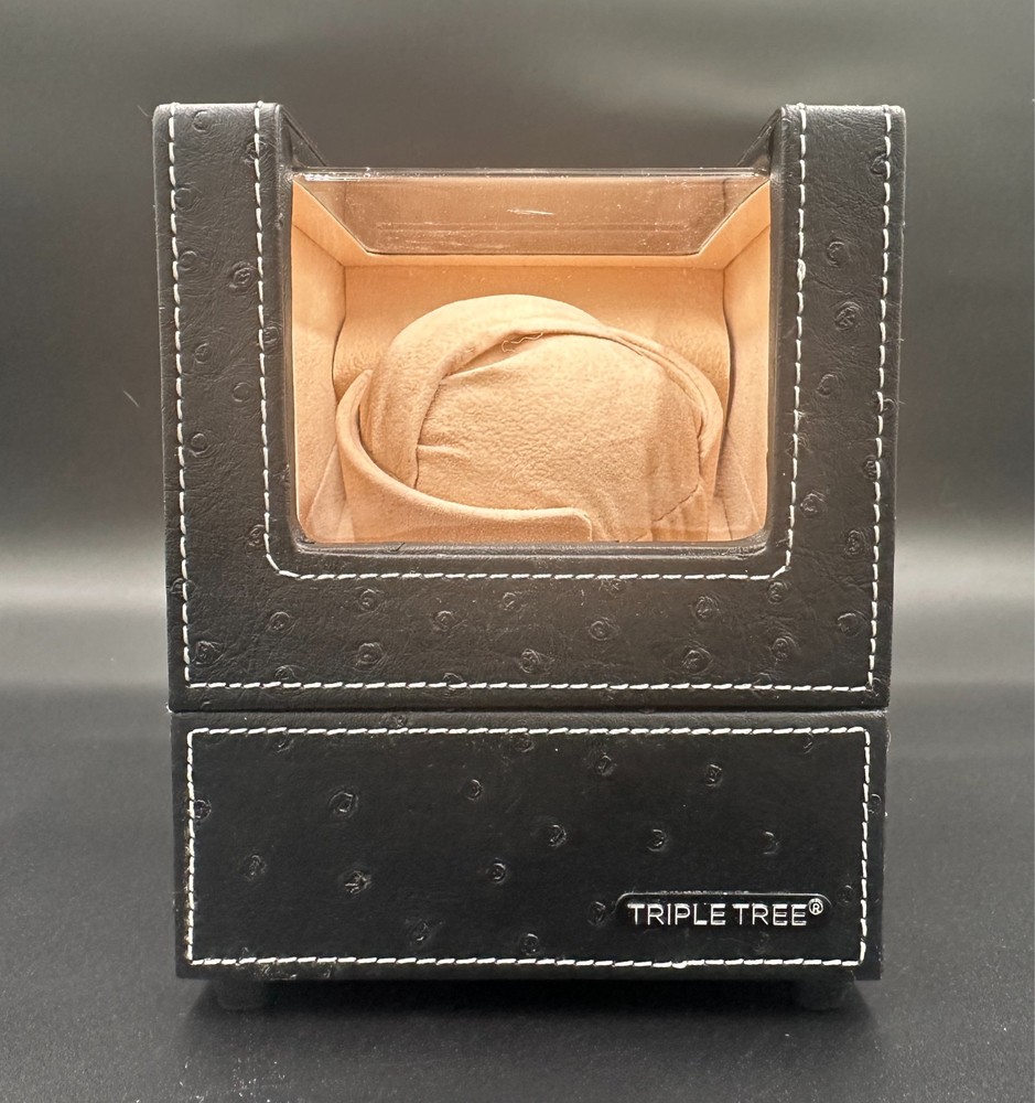 Triple Tree Single Automatic Watch Winder – Quiet Motor – Black Display Case
