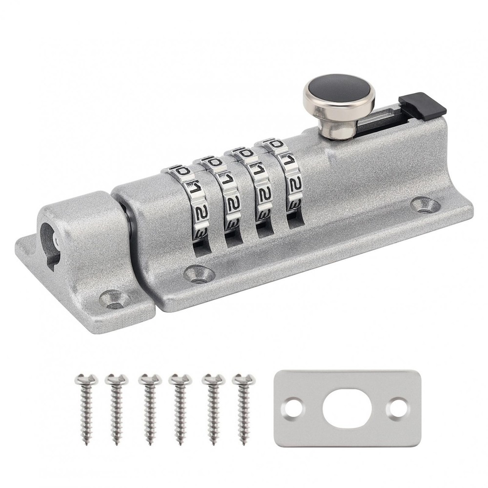 1x Combination Bolt Lock 4 Digit Pin Code Home Door Combination Slide Latch Lock