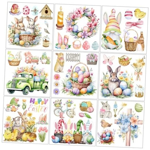Rub on Transfer for Crafts and Furniture,Iron on Transfers Easter-9 pcs