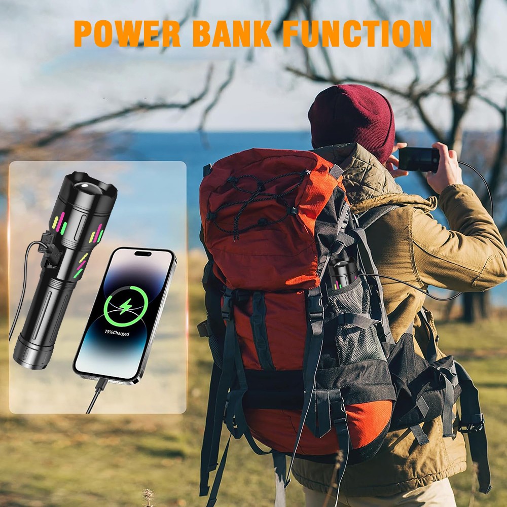 5000000 Lumen LED Tactical Flashlight Rechargeable Super Bright Powerful Torch