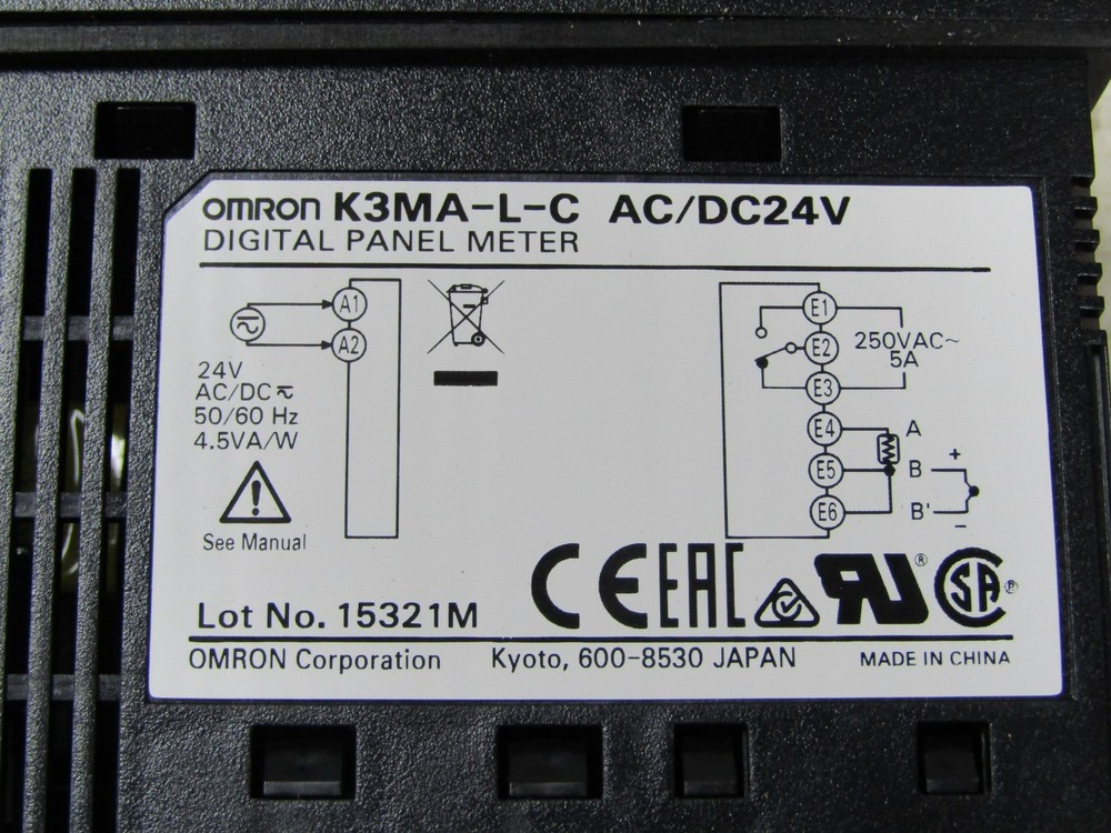 NEW OMRON K3MA-L-C MULTI-RANGE DIGITAL PANEL METER 24VAC/DC W/ MOUNTING BRACKETS