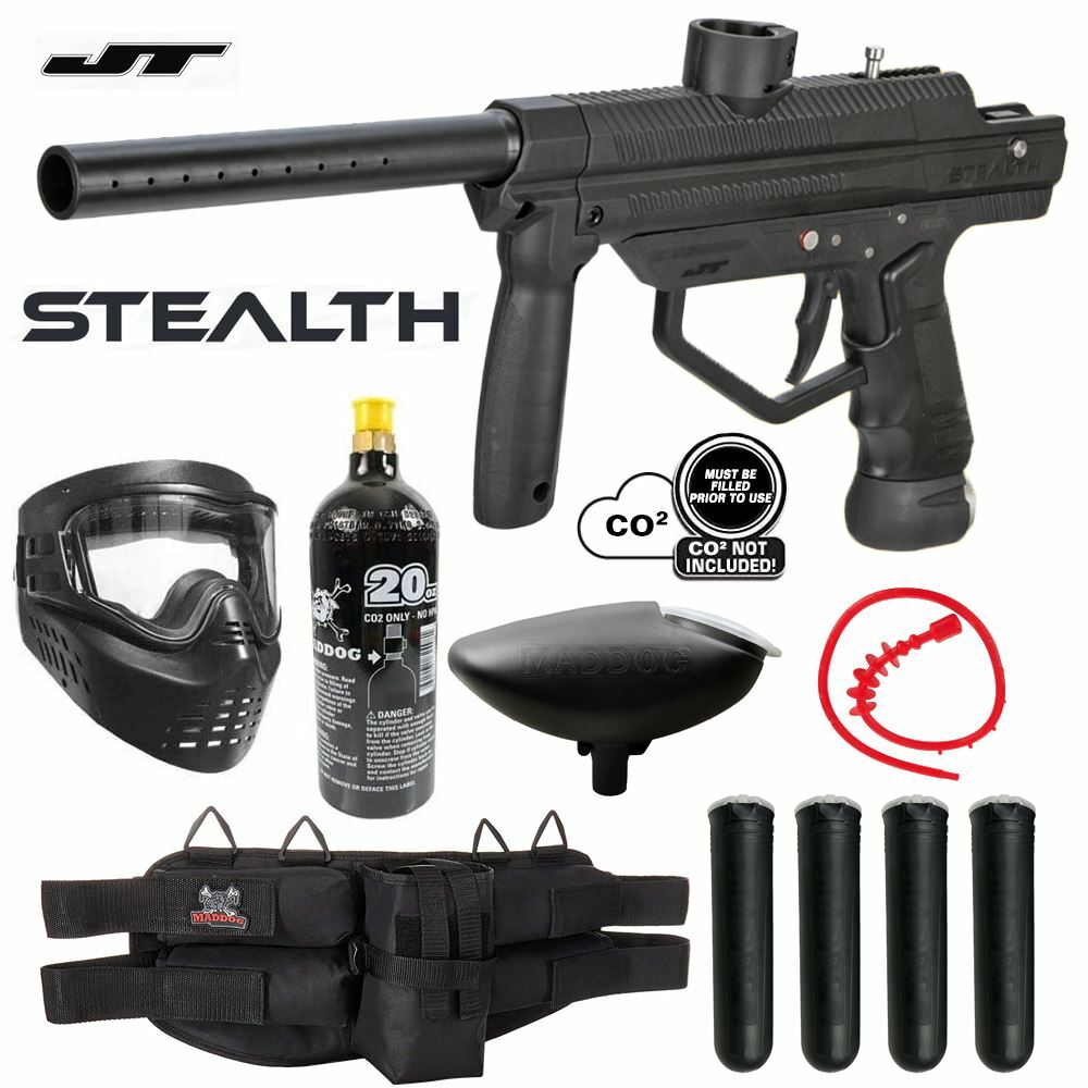 Maddog JT Stealth Semi-Automatic Silver CO2 Paintball Gun Starter Package
