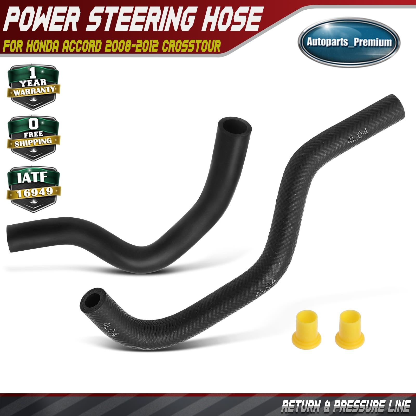 2x Power Steering Return + Reservoir Line Hose Assy for Honda Accord Crosstour