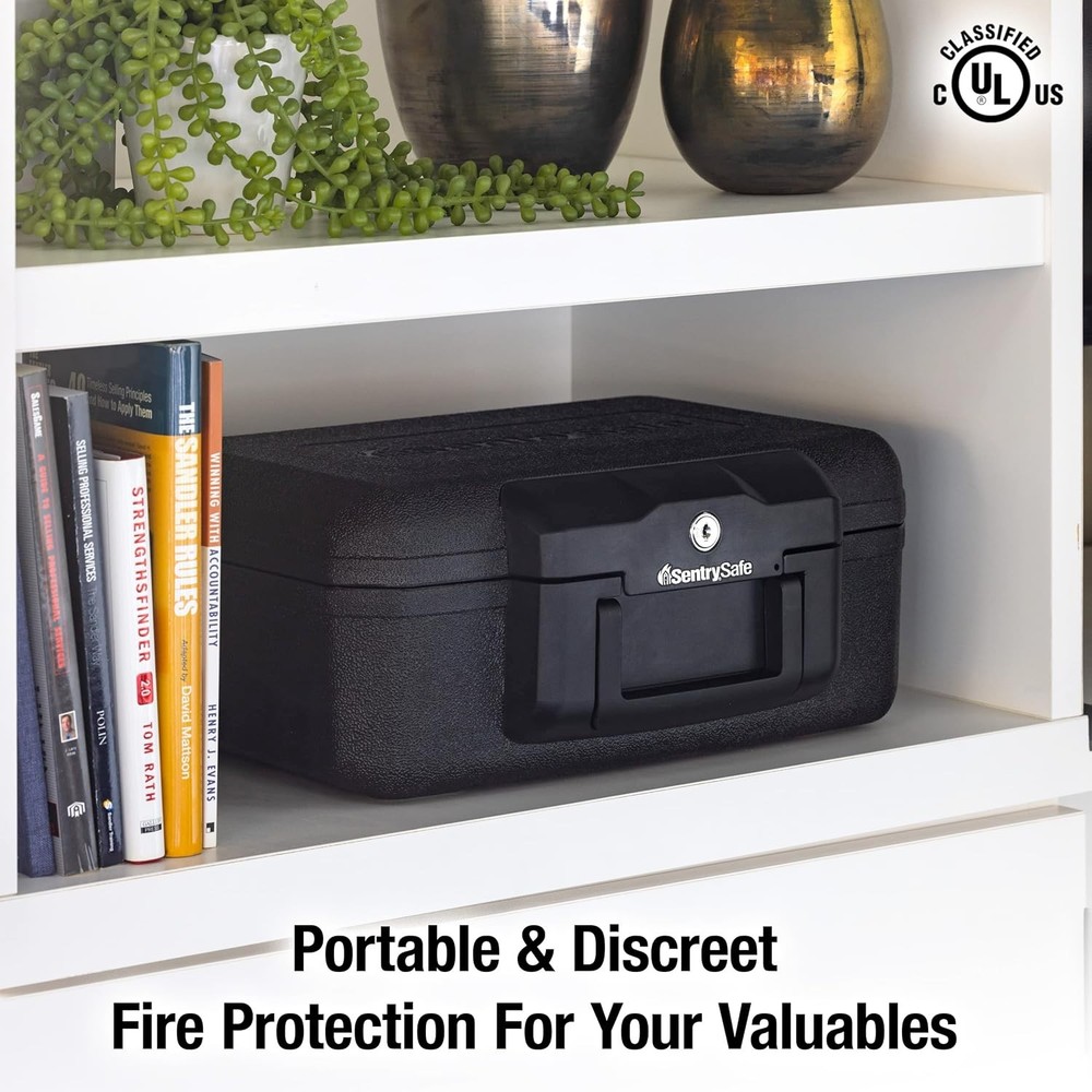 Fireproof Sentry Box Key Lock Important Document Money Safety Storage Chest Box