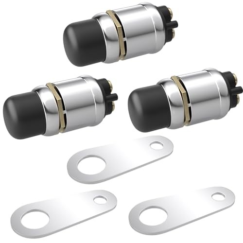 3 PCS Push Button Starter Switch 12V 50A, Waterproof Momentary Start black-3