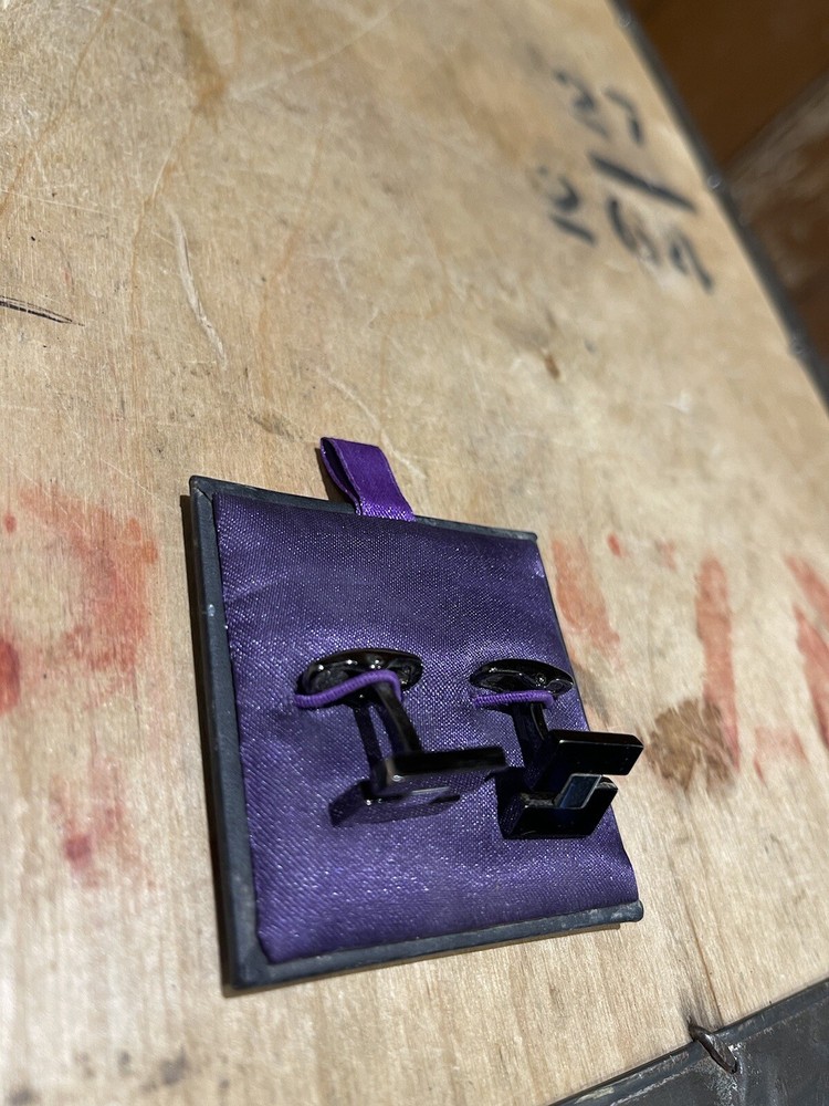 Jeff Banks Square Black and Silver Cufflinks