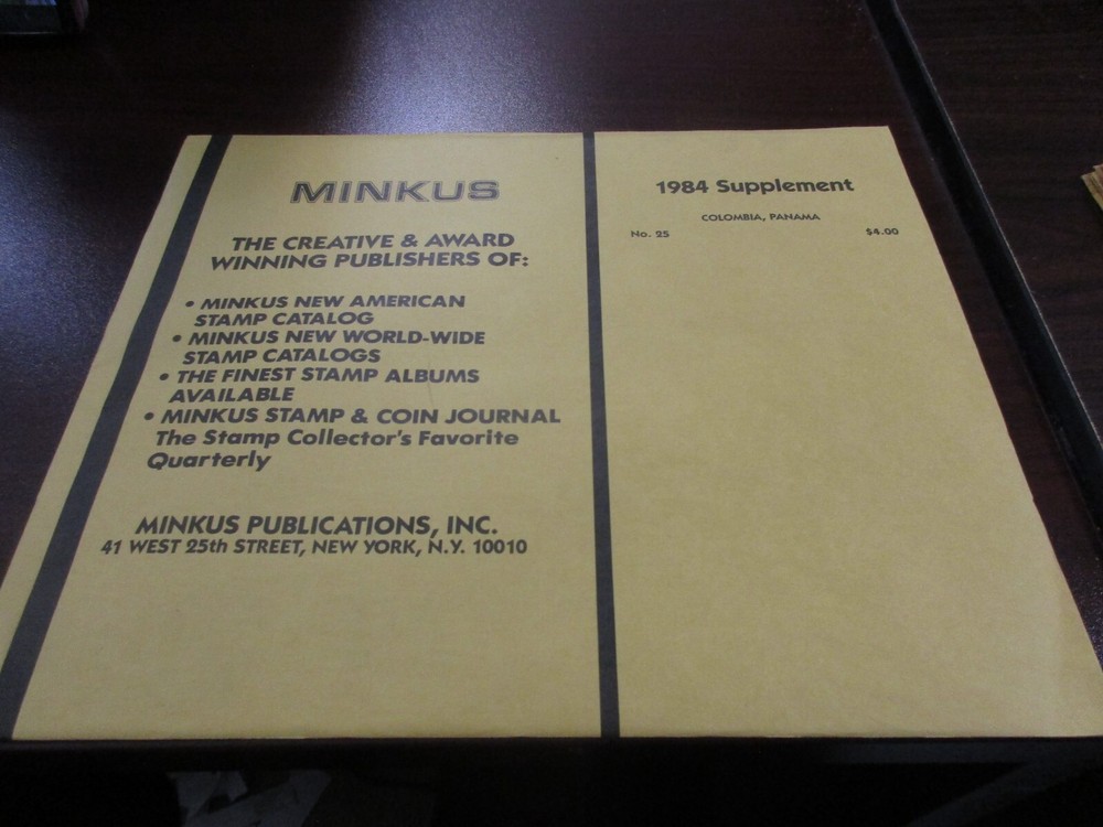 "MINKUS"  1984  SUPPLEMENT COLOMBIA.PANAMA #25   W/FREE SHIPPING!!!