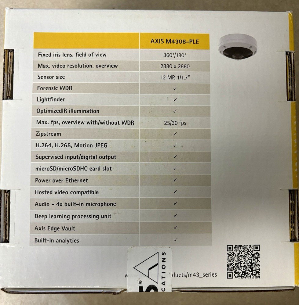 Axis M4308-PLE Network Panoramic Dome Camera 02100-001.