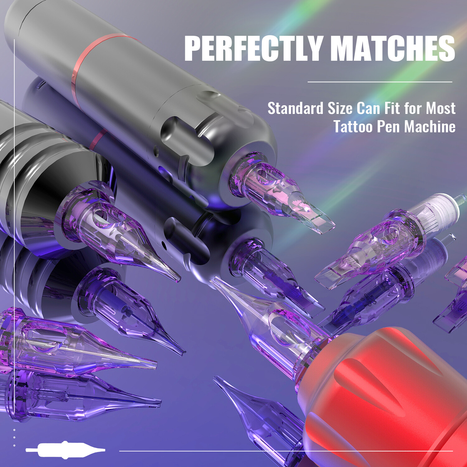 50Pcs Purple Mixed Tattoo Cartridge Needles Round Liner Set for Tattoo Machine