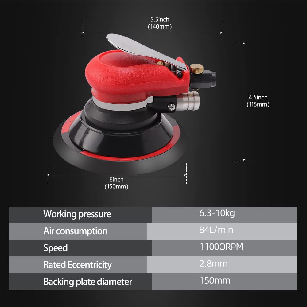 Random Orbital Sander 5" & 6" Pneumatic Palm Sander with Extra 5" Backing Pla...