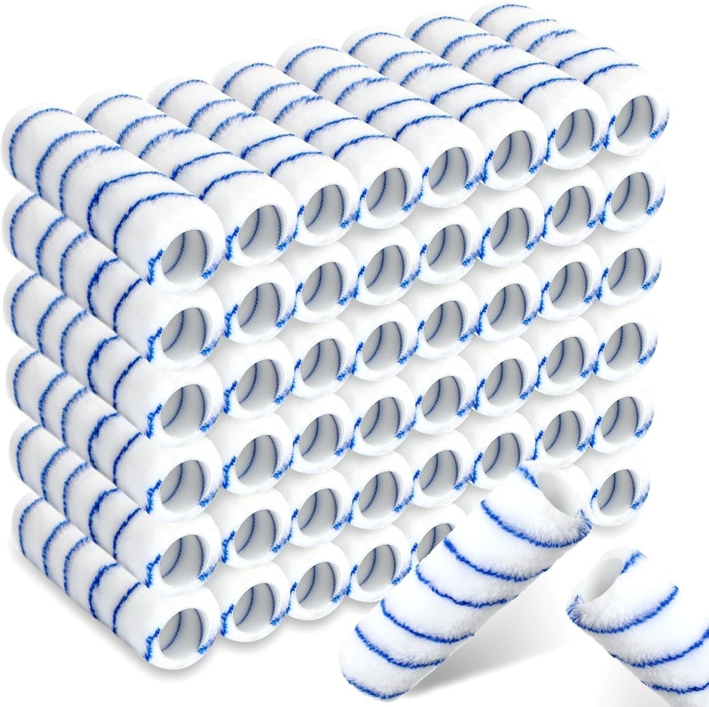 48-Pc 9"x1/2" Microfiber Paint Roller Covers, High-Capacity, Blue Stripe48-Pc 9"