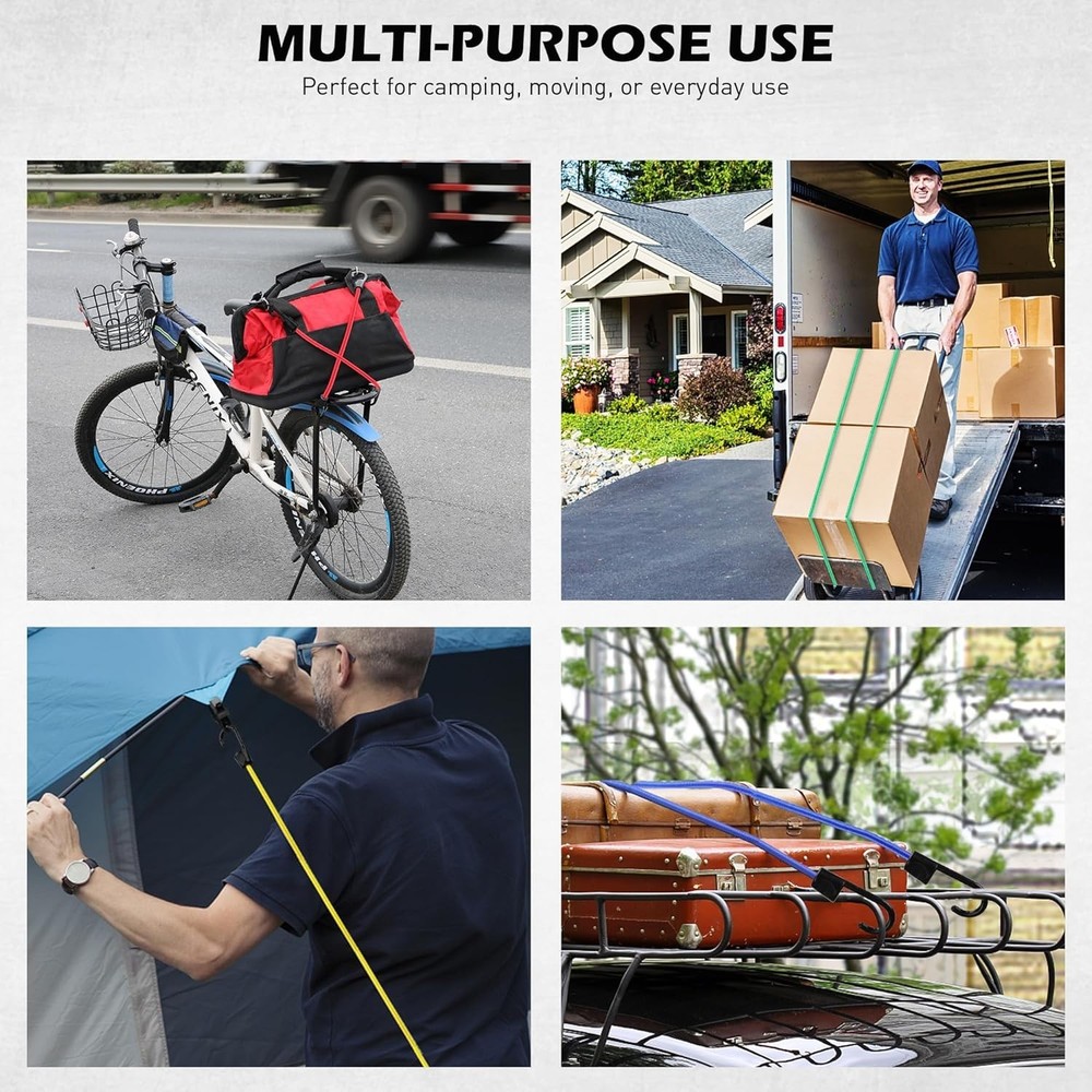 Multi-Purpose Bungee Cords - 60 Assorted Cords for Cargo & Outdoor Tasks