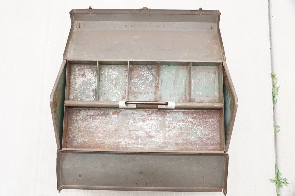 Vintage Duplex GREEN Metal Tool Box Handle Insert