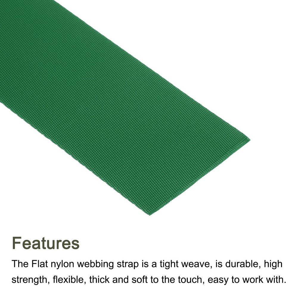 Flat Nylon Webbing Strap 2 Inch 10 Yards Green for Backpack
