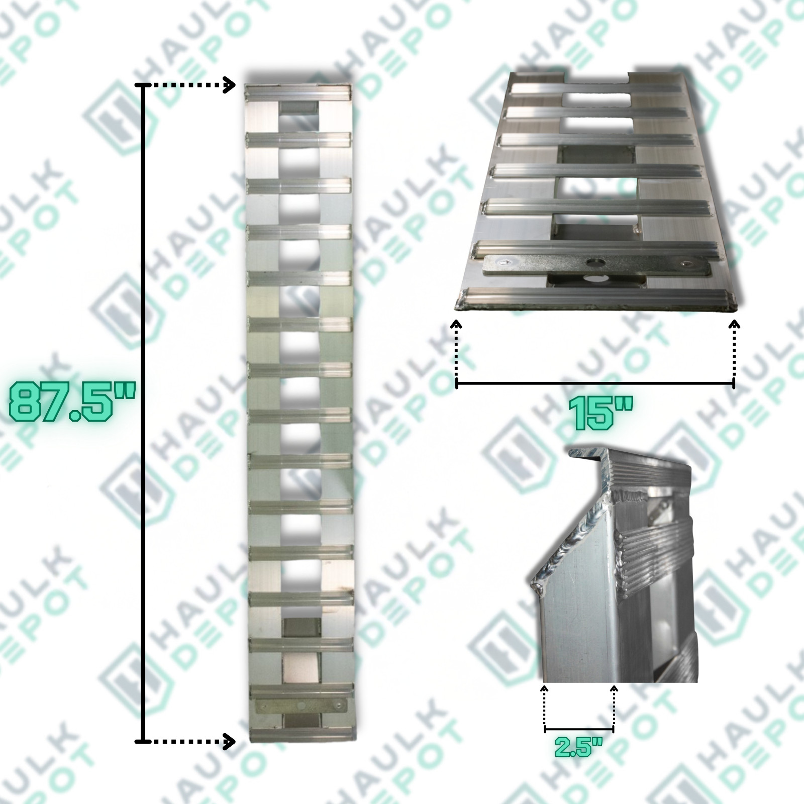 Pair of 87.5''X15'' 10000 LBS Aluminum Trailer Ramps Hook End