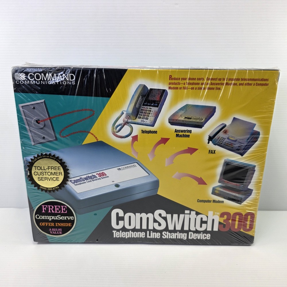 ComSwitch 300 Telephone Line Sharing Device Command Communications New Sealed