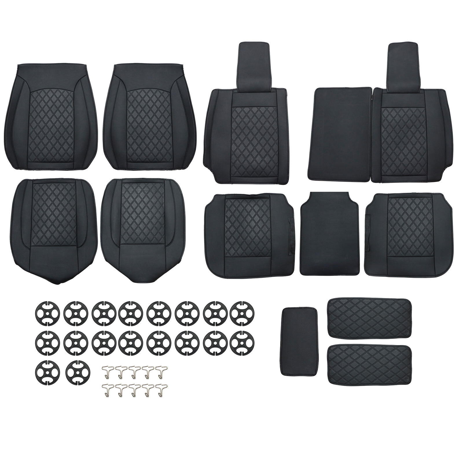 For 2007-2021 Chevy Silverado GMC Sierra 1500 5-Seat Cover Full Set Leather Pad