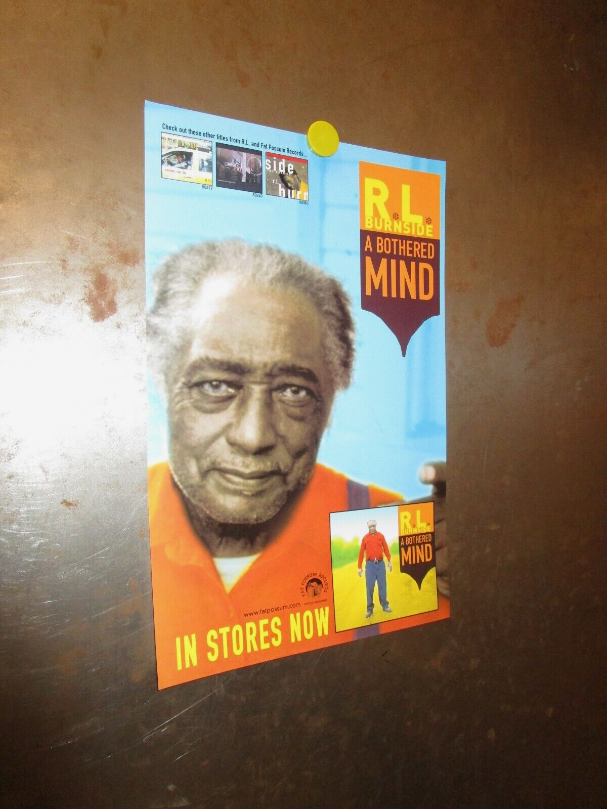 R.L. BURNSIDE A Bothered Mind Promo Poster New! Unused! Fat Possum Records 2004