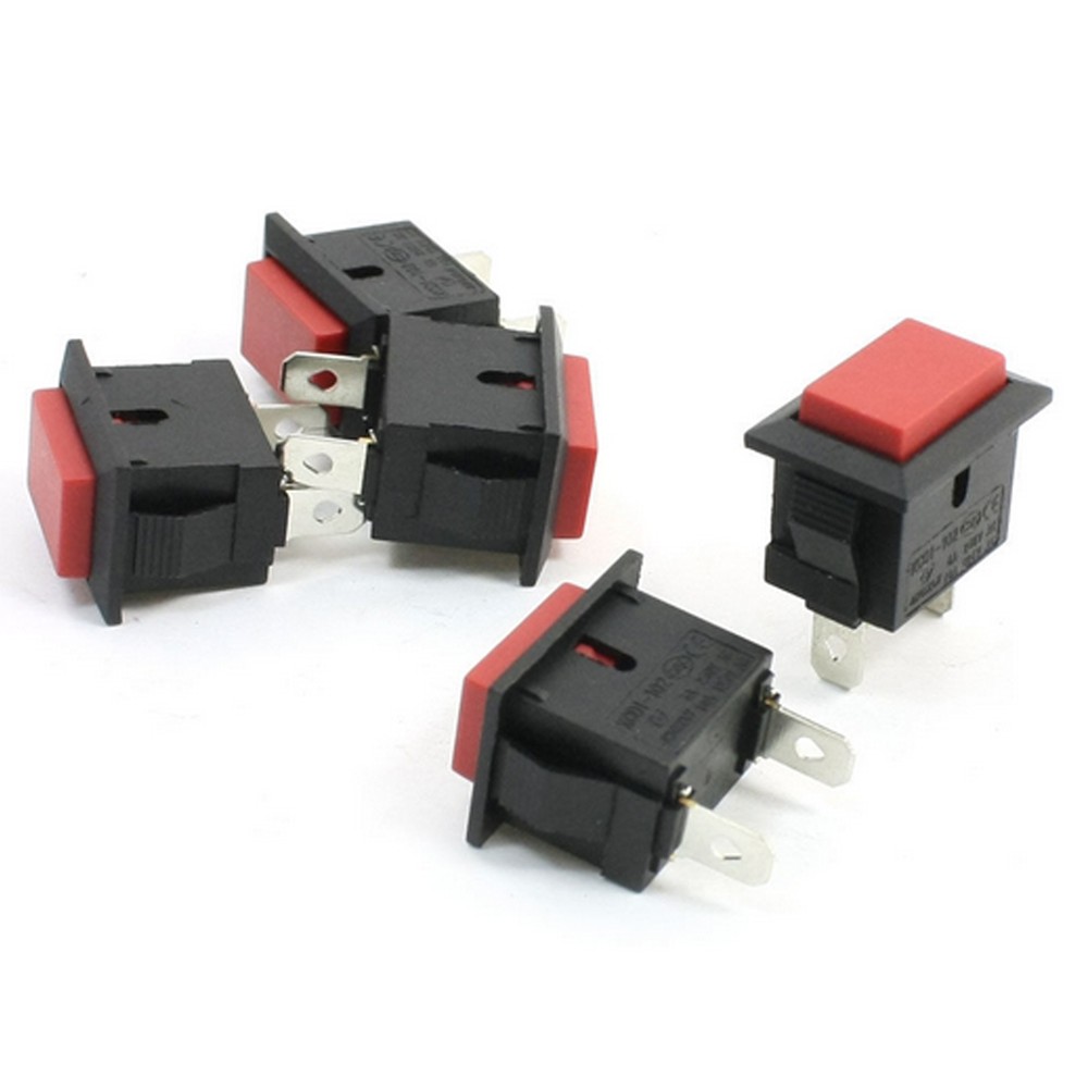 10pcs Red Cap Rectangle Momentary NO 2 Pins Push Button Switch SPST